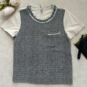 EUC J.Crew Tweed, Silk, Cotton Tee